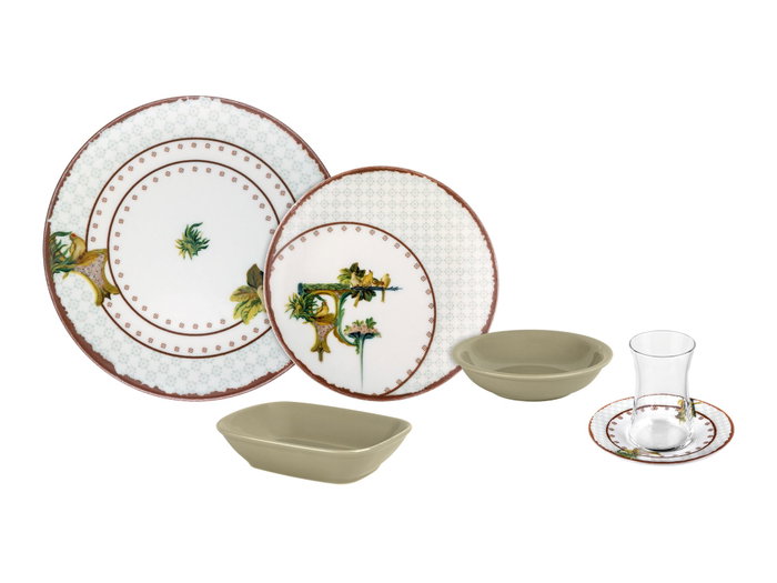 Hermia Juego de Desayuno de 25 Piezas Multicolor en Porcelana